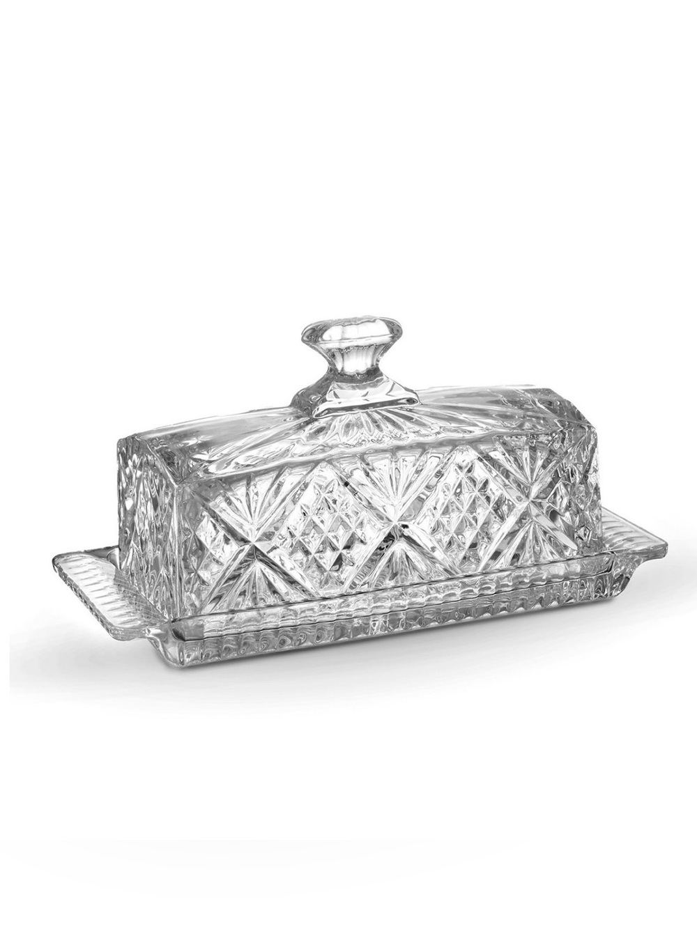 Godinger Dublin Covered Butter Dish Crystal Serveware Elegant Cut Glass Design